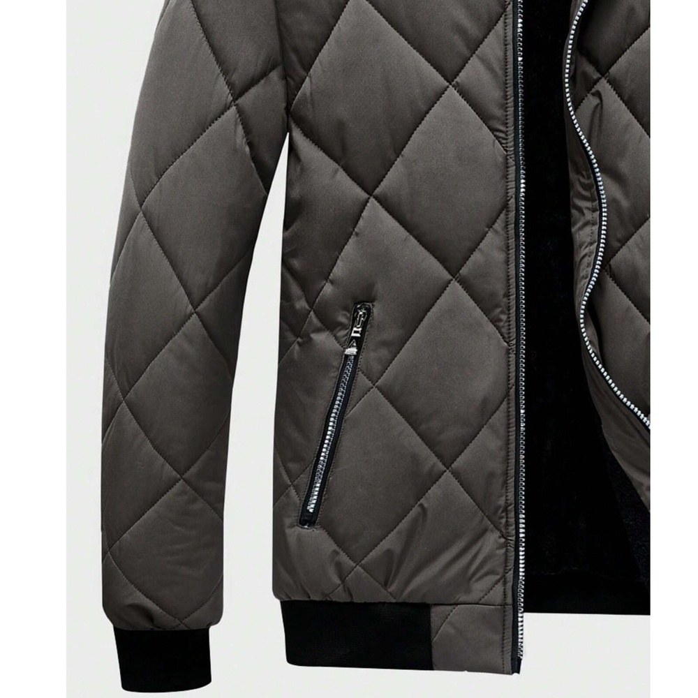 Men’s Zip Up Quilted Fleece Lined Jacket - Picture 10 of 11